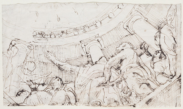 Giulio Campi - Seslání Ducha svatého – detail s apoštoly a Pannou Marií 