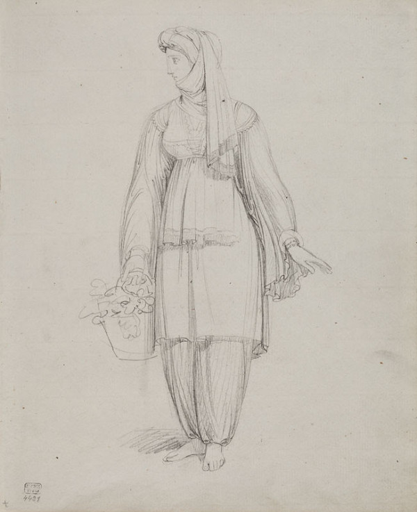 František Tkadlík - List v náčrtníku C - žena v orientálním kroji 