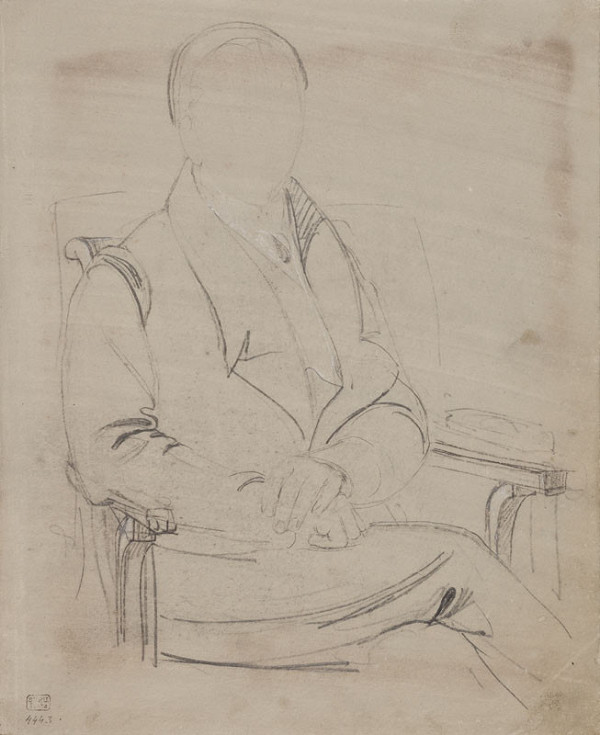 František Tkadlík - List v náčrtníku C - studie k podobizně muže 