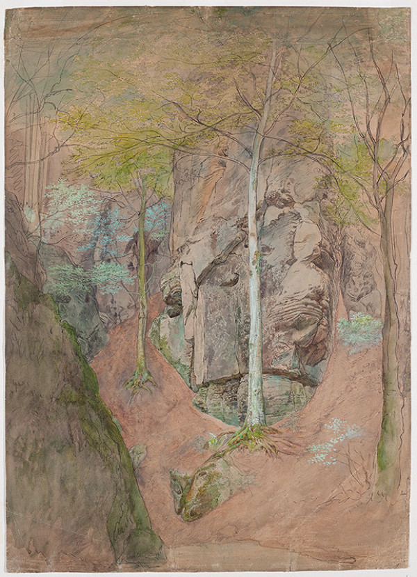 Josef Mánes - Pískovcové skály se stromy na Hruboskalsku 