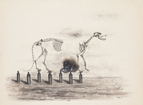 Toyen - Kresba z cyklu Schovej se, válko! 