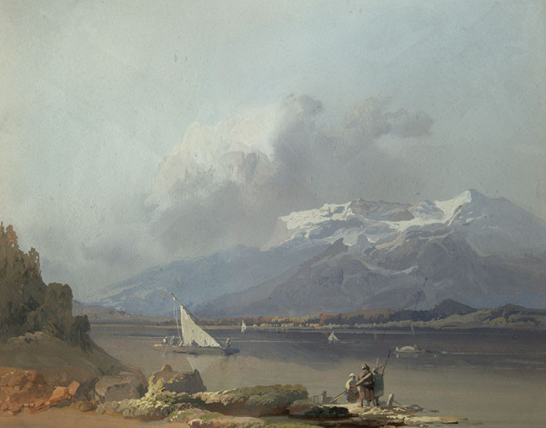 Josef Navrátil - Plachetnice na jezeře pod ledovcem (Luzern) 