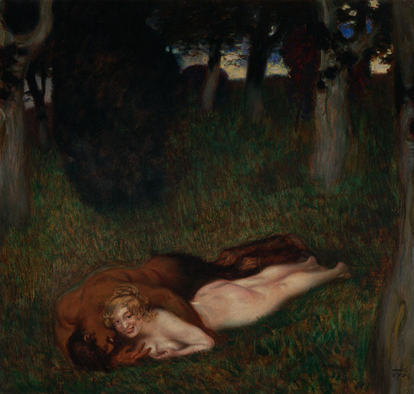 Franz von Stuck - Faun a nymfa (Škádlení) 