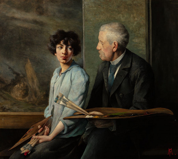 Pepa Mařáková - Vlastní podobizna s otcem 