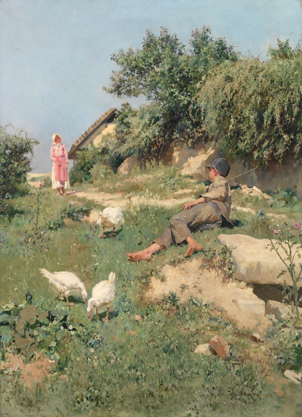 Vojtěch Bartoněk - Na pastvě (Venkovská idyla) 