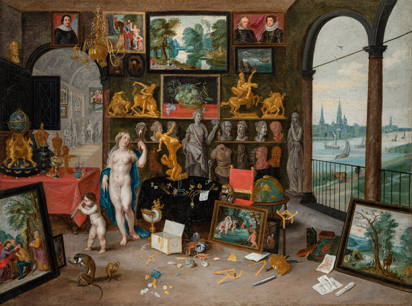 Jan I. van Kessel, Anonym - Venuše a Kupido v obrazárně (Personifikace Zraku) 