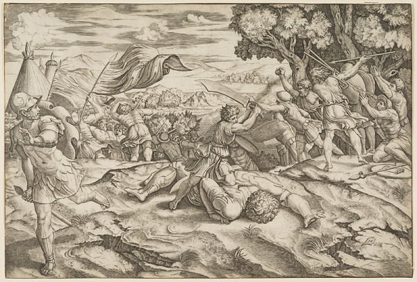 Marcantonio Raimondi - rytec, Raffael - inventor - David a Goliáš 