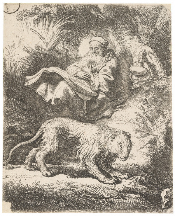 Rembrandt Harmenszoon van Rijn - Sv. Jeroným čtoucí pod stromem 