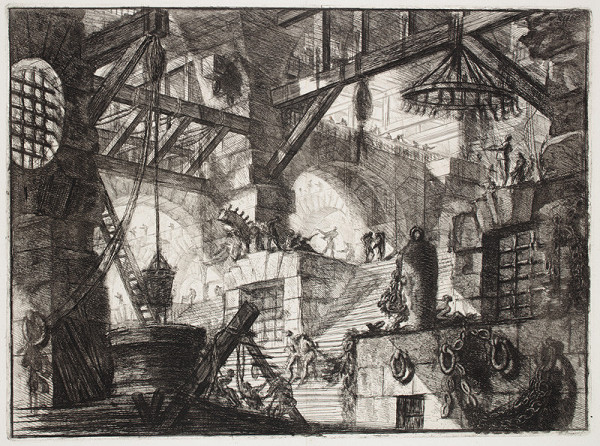 Giovanni Battista Piranesi - rytec - Studna, z alba Carceri (Žaláře), list XIII 