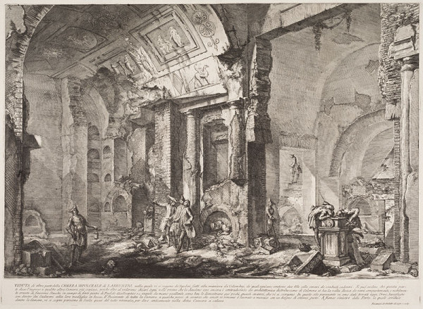 Giovanni Battista Piranesi - rytec - Pohled do jiné části hrobky Livia Arruntia - Le Antichita Romane II, tab. X 