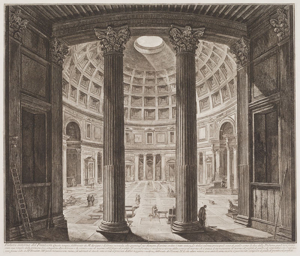 Giovanni Battista Piranesi - rytec - Interiér Pantheonu, z alba Vedute di Roma 