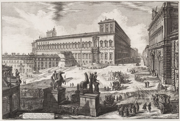 Giovanni Battista Piranesi - rytec - Piazza di Monte Cavallo (Pohled na náměstí Monte Cavallo), Vedute di Roma 