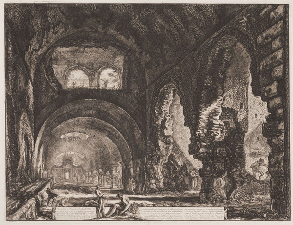 Giovanni Battista Piranesi - rytec - Pohled do interiéru tzv. Maecenatovy vily v Tivoli, z cyklu Vedute di Roma 