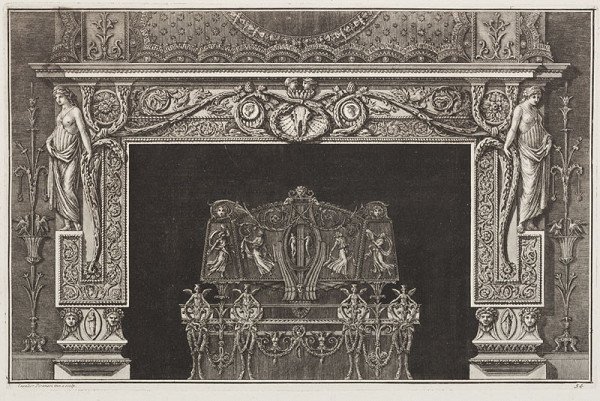 Giovanni Battista Piranesi - rytec - Krb - vlys se zvířecí lebkou, z alba Diverse maniere ďadornare i cammini, list 54 