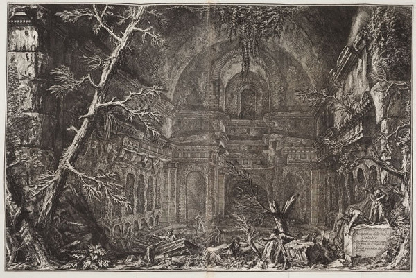 Giovanni Battista Piranesi - rytec - Perspektivní pohled na podzemní svatyni, Di due spelonche ornate dagli antichi alla riva del Lago Albano 