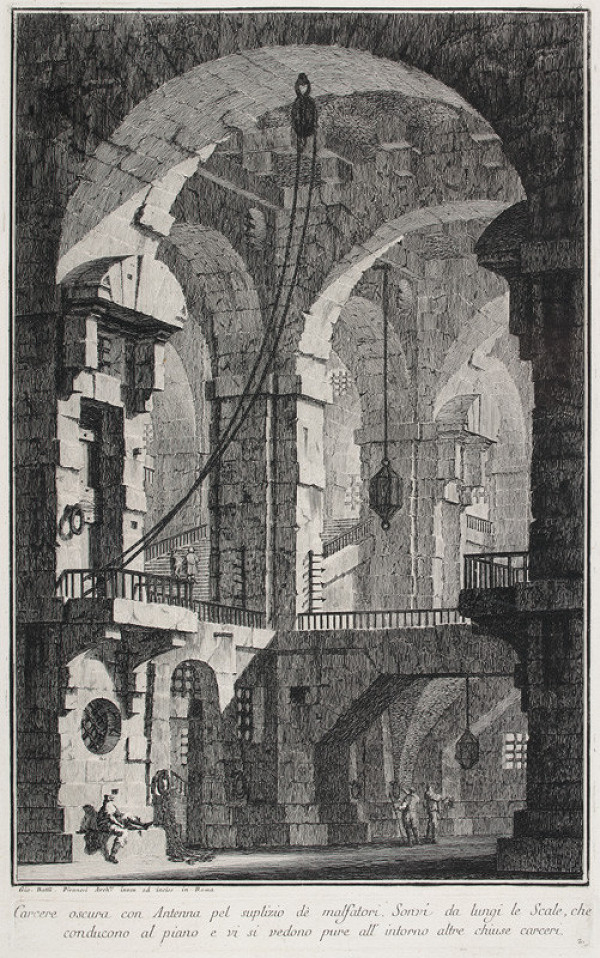 Giovanni Battista Piranesi - rytec - Temné vězení (Carcere Oscura), z alba Prima Parte 