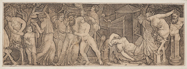 Marcantonio Raimondi - rytec, Raffael - inventor (tvůrce předlohy) - Bakchanálie 