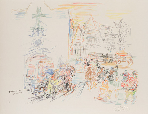 Oskar Kokoschka - Vídeňská ulice - V kapucínské hrobce, 2. list z cyklu Comenius 