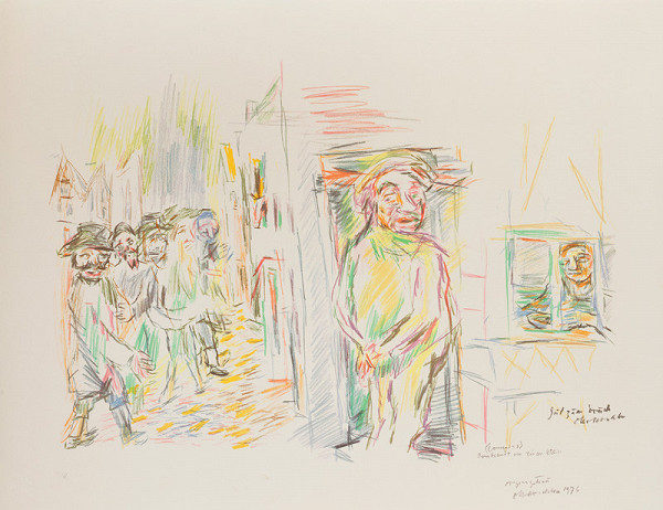 Oskar Kokoschka - Rembrandt před svým ateliérem, z cyklu Comenius, 6. list z cyklu Comenius 