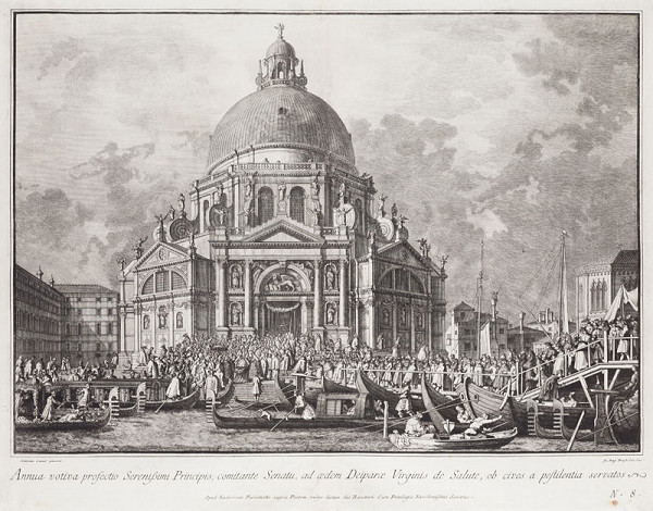 Giovanni Battista Brustolon - rytec, Antonio Canaletto - inventor - Návštěva dóžete v Santa Maria della Salute 