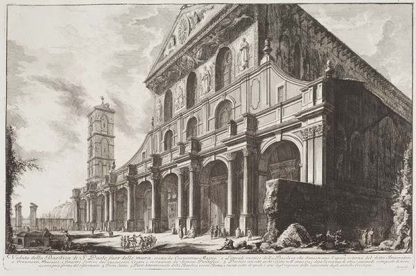 Giovanni Battista Piranesi - rytec - Bazilika San Paolo fuori le Mura, z cyklu Vedute di Roma 