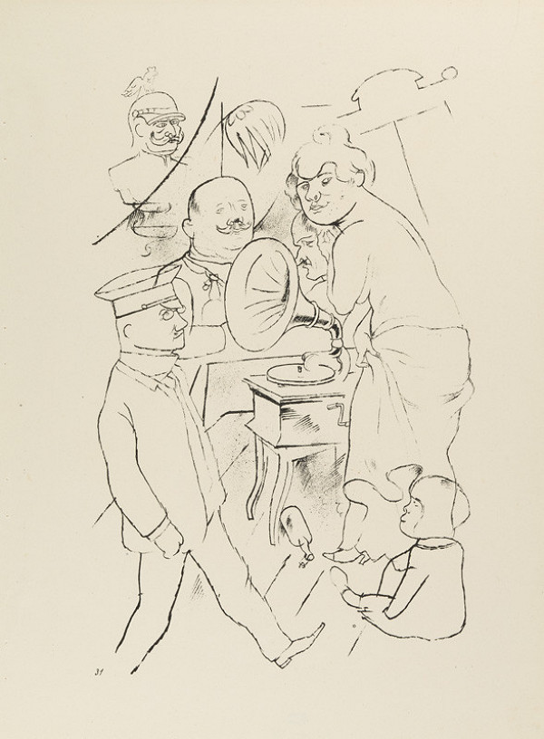 George Grosz - rytec, Malik Verlag Berlin - vydavatel - Z cyklu „Ecce homo“ - 31. Síla hudby 
