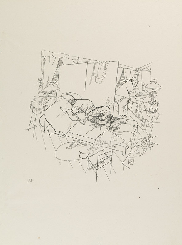 George Grosz - rytec, Malik Verlag Berlin - vydavatel - Z cyklu „Ecce homo“ - 32. Vražda v Ackerstrasse 