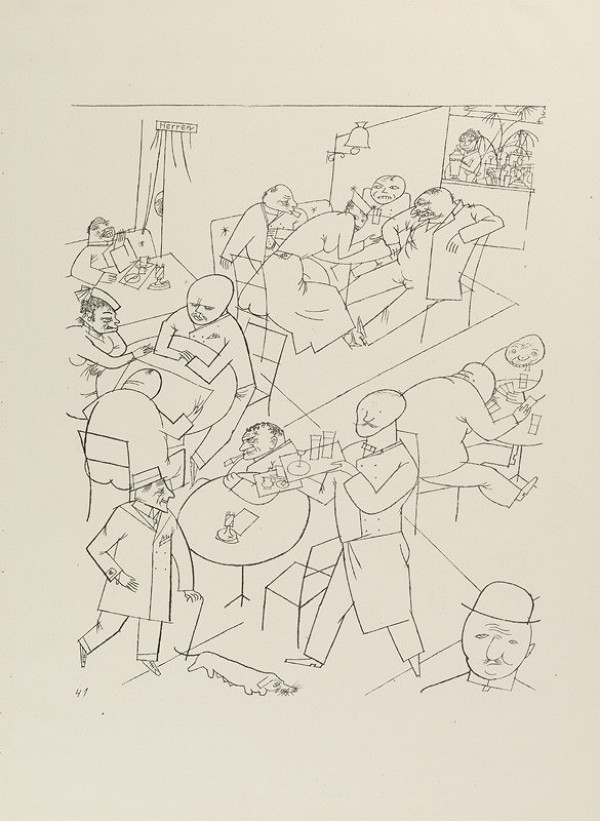 George Grosz - rytec, Malik Verlag Berlin - vydavatel - Z cyklu „Ecce homo“ - 41. Kavárna 