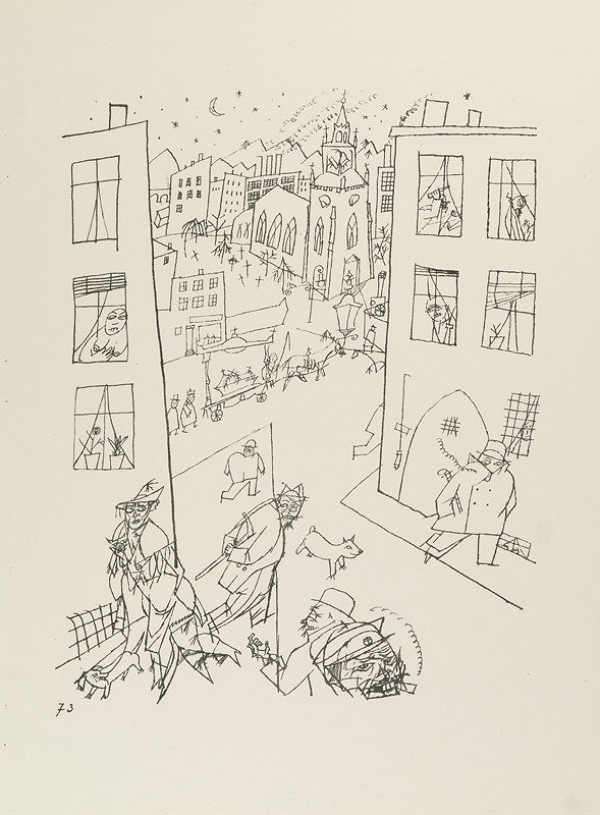 George Grosz - rytec, Malik Verlag Berlin - vydavatel - Z cyklu „Ecce homo“ - 73. Předměstí 