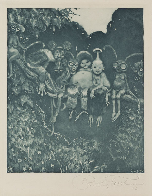 Richard Teschner - Nezúčastnění diváci, z Alba osmi originálních leptů 