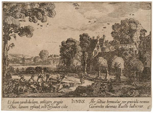Václav Hollar - rytec, Johann Tscherningk - vydavatel, Jan van de Velde - inventor - Červen z cyklu 12 měsíců 