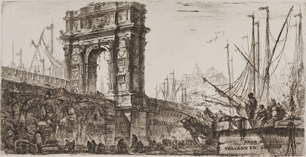 Giovanni Battista Piranesi - rytec - Arco di Trajano in Ancona (Traianův oblouk v Anconě), Antichita Romane de’ Tempi della Repubblica 