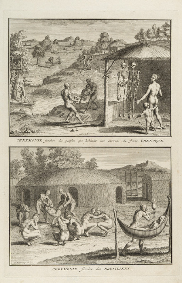 Bernard Picart - rytec - Pohřební obřad indiánů obývajících břehy Orinoka, Pohřební obřad brazilských indiánů 