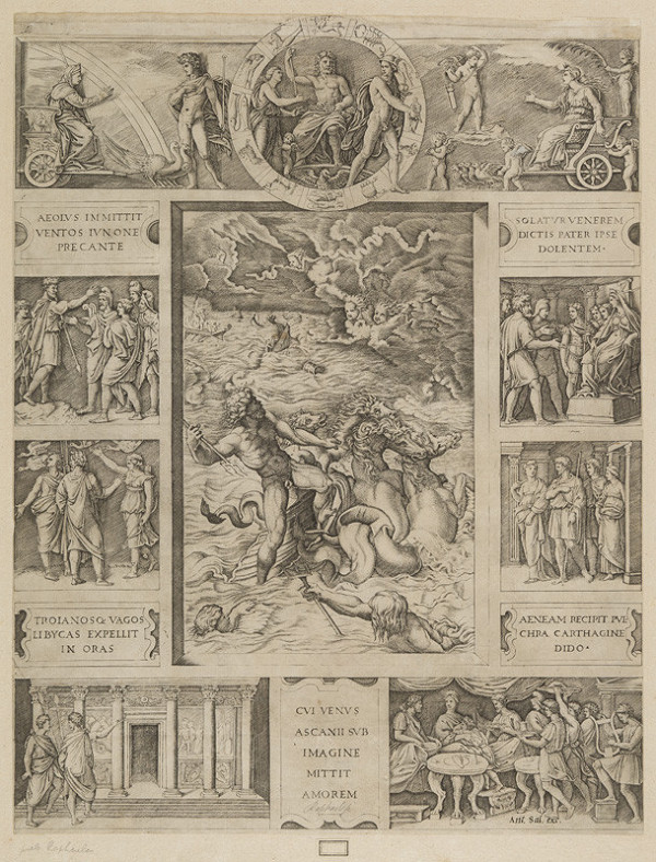 Marcantonio Raimondi - rytec, Raffael - inventor, Antonio Salamanca - vydavatel - Quos Ego 