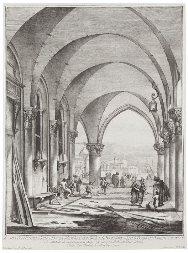 Dionysius Valesio - rytec, Francesco Guardi - inventor - Podloubí Dóžecího paláce 