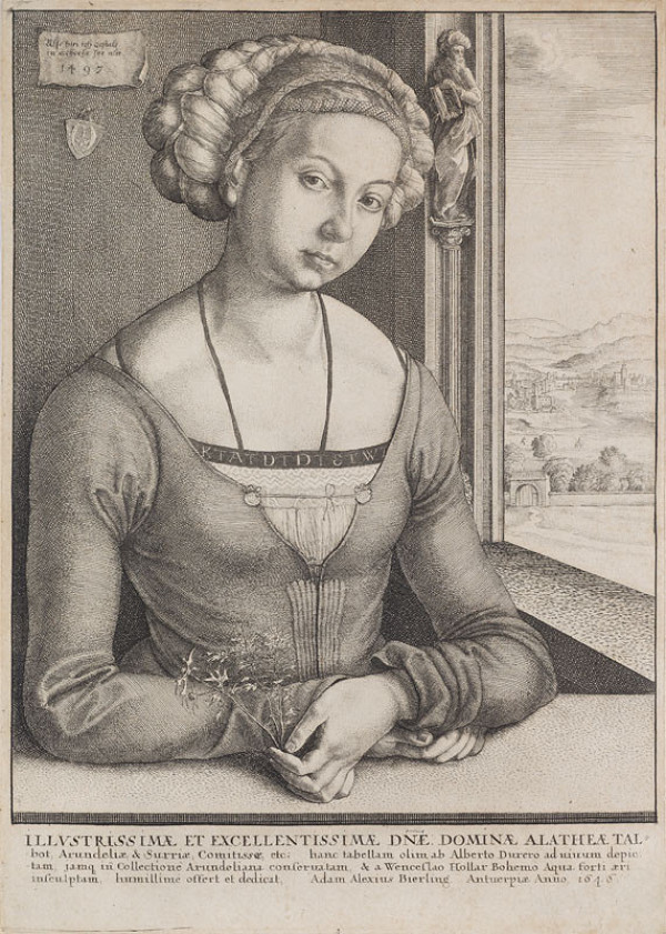 Václav Hollar - rytec, Albrecht Dürer - inventor - Women with coiled hair / Žena se stočenými vlasy 