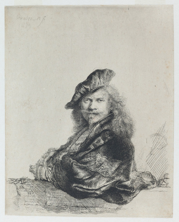 Rembrandt Harmenszoon van Rijn - Autoportrét s parapetem 