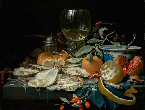 Abraham Mignon - Still Life with a Goblet of Wine, Fruit and Oysters 