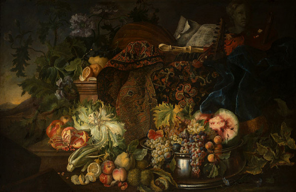 Maximilián Pfeiler - Still Life with Fruit, Vegetables and Musical Instruments 