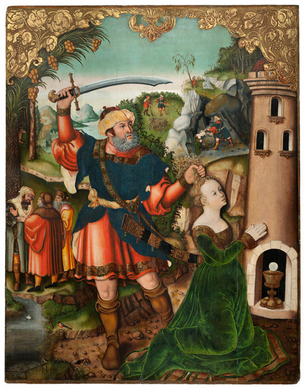 after 1546) Monogrammist IW (Northern Bohemia - St Barbara Altarpiece from Osek, Execution of St Barbara (central part) 