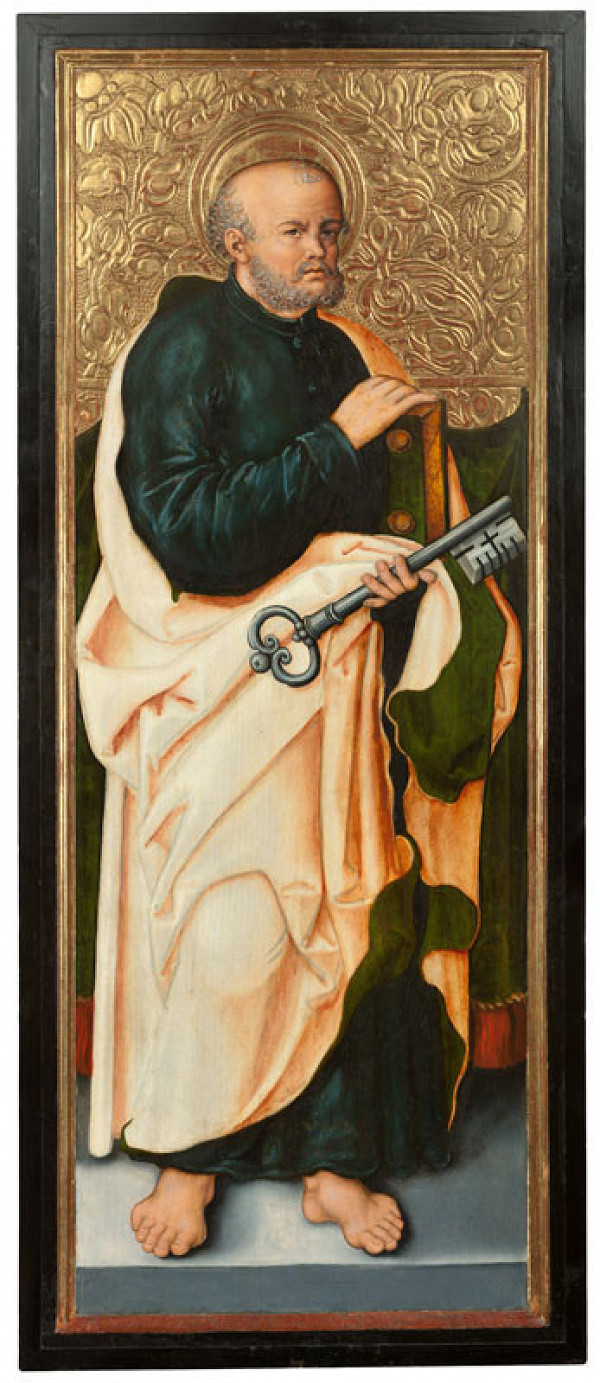 after 1546) Monogrammist IW (Northern Bohemia - St Barbara Altarpiece from Osek, St Peter (inside of left wing); St Roch (outside of left wing) 