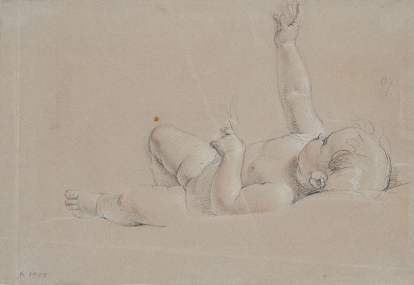František Tkadlík - Study of a lying down child for the painting Madonna Adoring the Child 