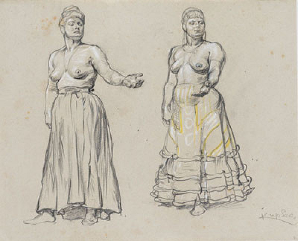 František Kupka - Two Female Semi Mudes, study for Erinyes by Leconte de Lisle 