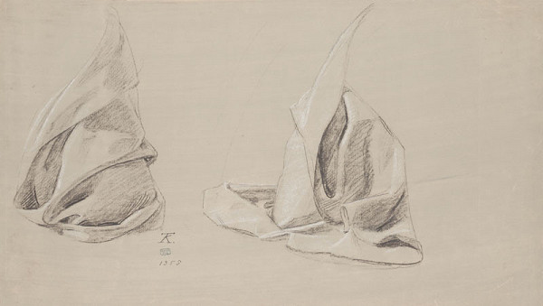 František Tkadlík - Two studies of draperies for the drawing The Sacrifice of Cain and Abel 