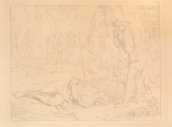 Josef Führich - Shepherd Heinrich over the Killed Golo (Scene 13 from the cycle Legend of St Genevieve) 