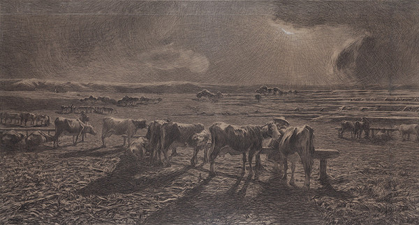 Giovanni Segantini - Evening (Grazing, Alla stanga) 