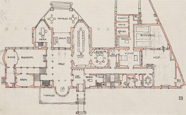 Josef Hoffmann - Ground plan of the Stoclet Palace in Brussels 