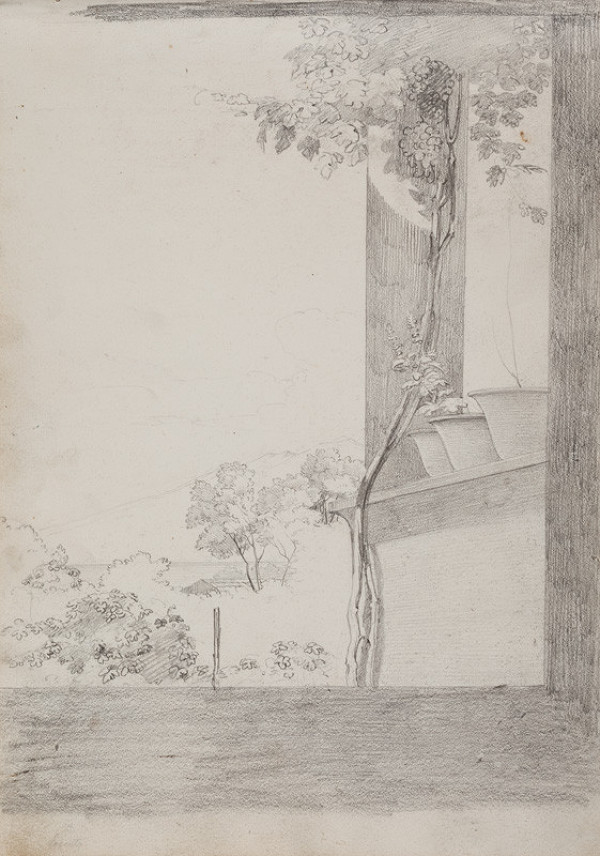 František Tkadlík - Sheet from the Southern Italian Sketchbook - view of the landscape from a window (Sorrento) 