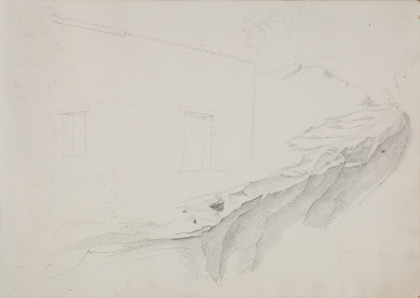 František Tkadlík - Sheet from the Southern Italian Sketchbook - sketch of a house standing on a cliff 