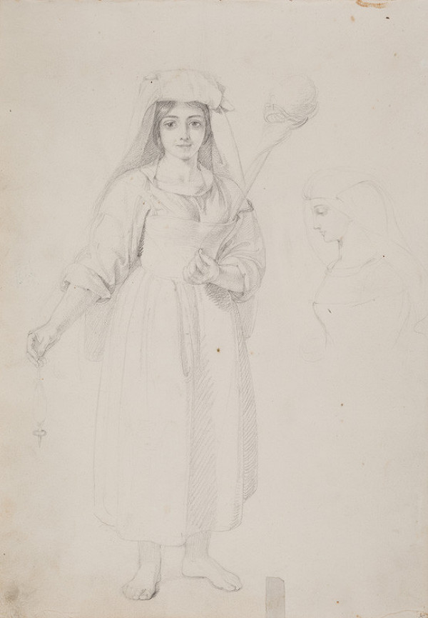 František Tkadlík - Sheet from the Southern Italian Sketchbook - two studies of female figures 